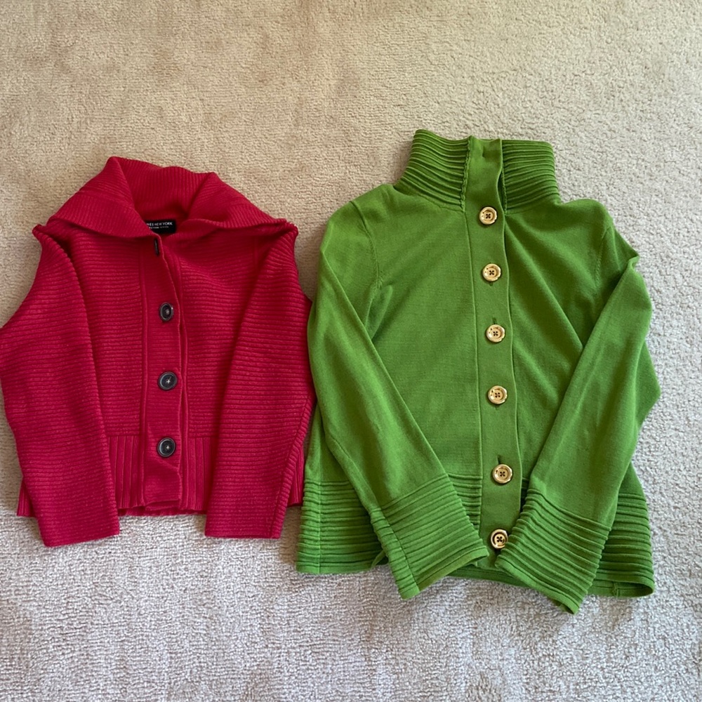 Two button-up cardigans petite sizing
